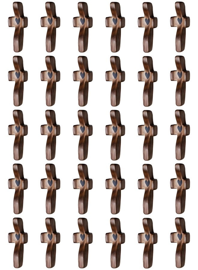 JIUKONG 30-Pack Wooden Cross Fidget, Handmade Pocket Wood Crosses, Cross My Heart | Encouragement Gift, Relieve Anxiety for Yourself, Inspirational Easter Gift for Christian Faith, Prayer, Christmas Gifts - Image 1